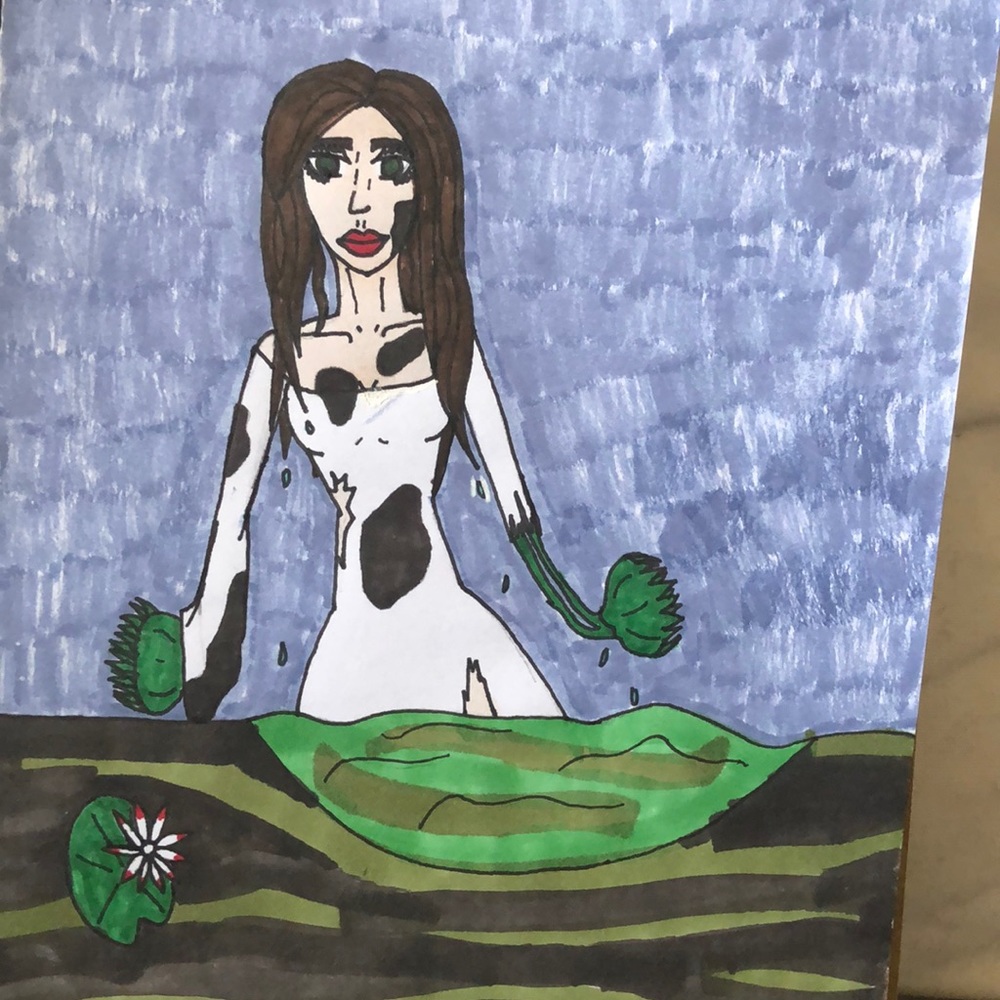 Lily Swamp Siren Traditional Art - Picture 2 of 4